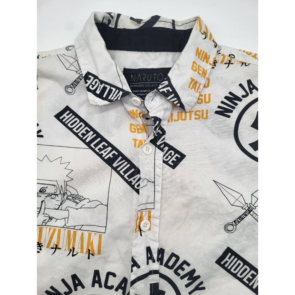Naruto Shippuden Ninja Academy Hidden Leaf Village Graphic Button-Up Shirt Med - Picture 9 of 11
